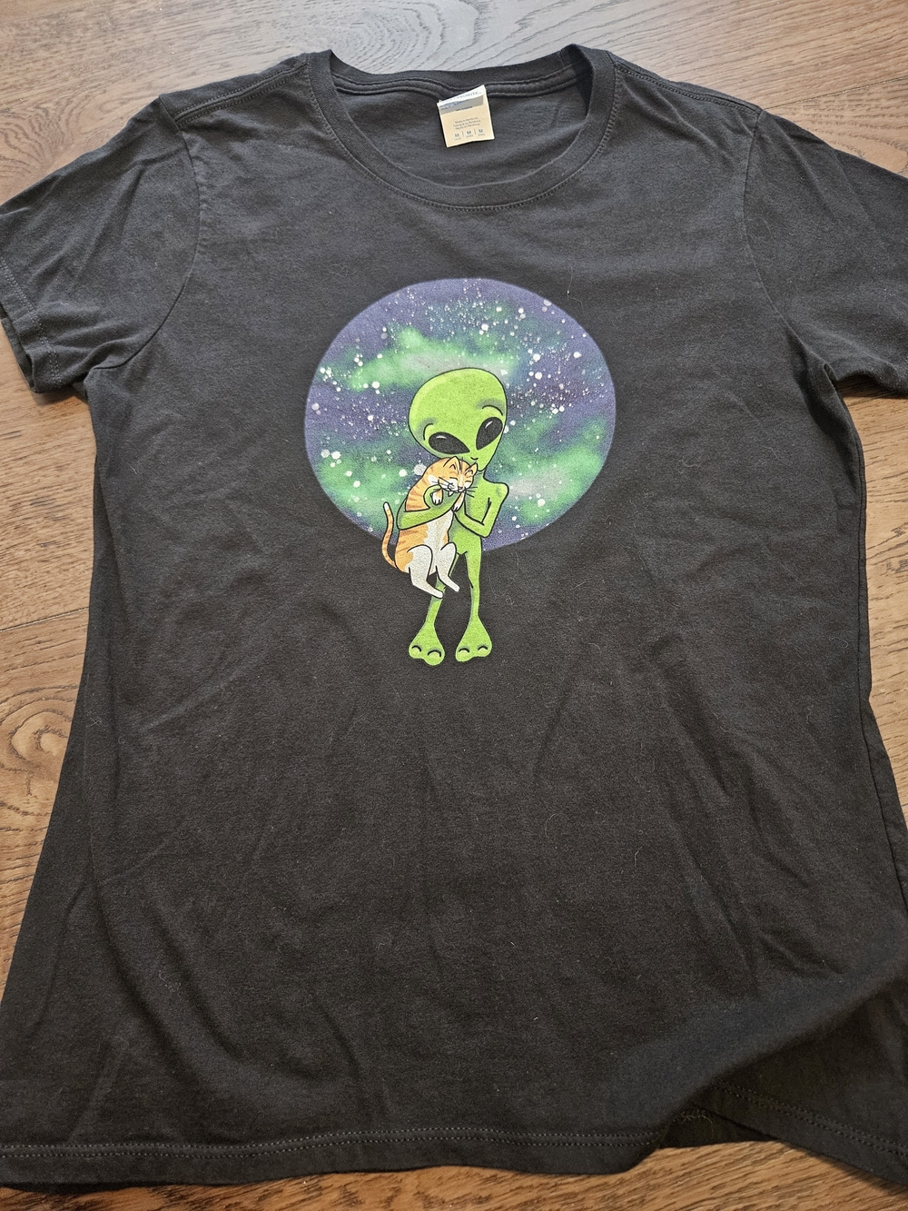 TEENS Alien Graphic Tee with Cat - Black